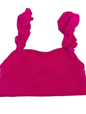 Sea New York Core Smocked Bikini Top Pink Square Neck Swim - Size Medium